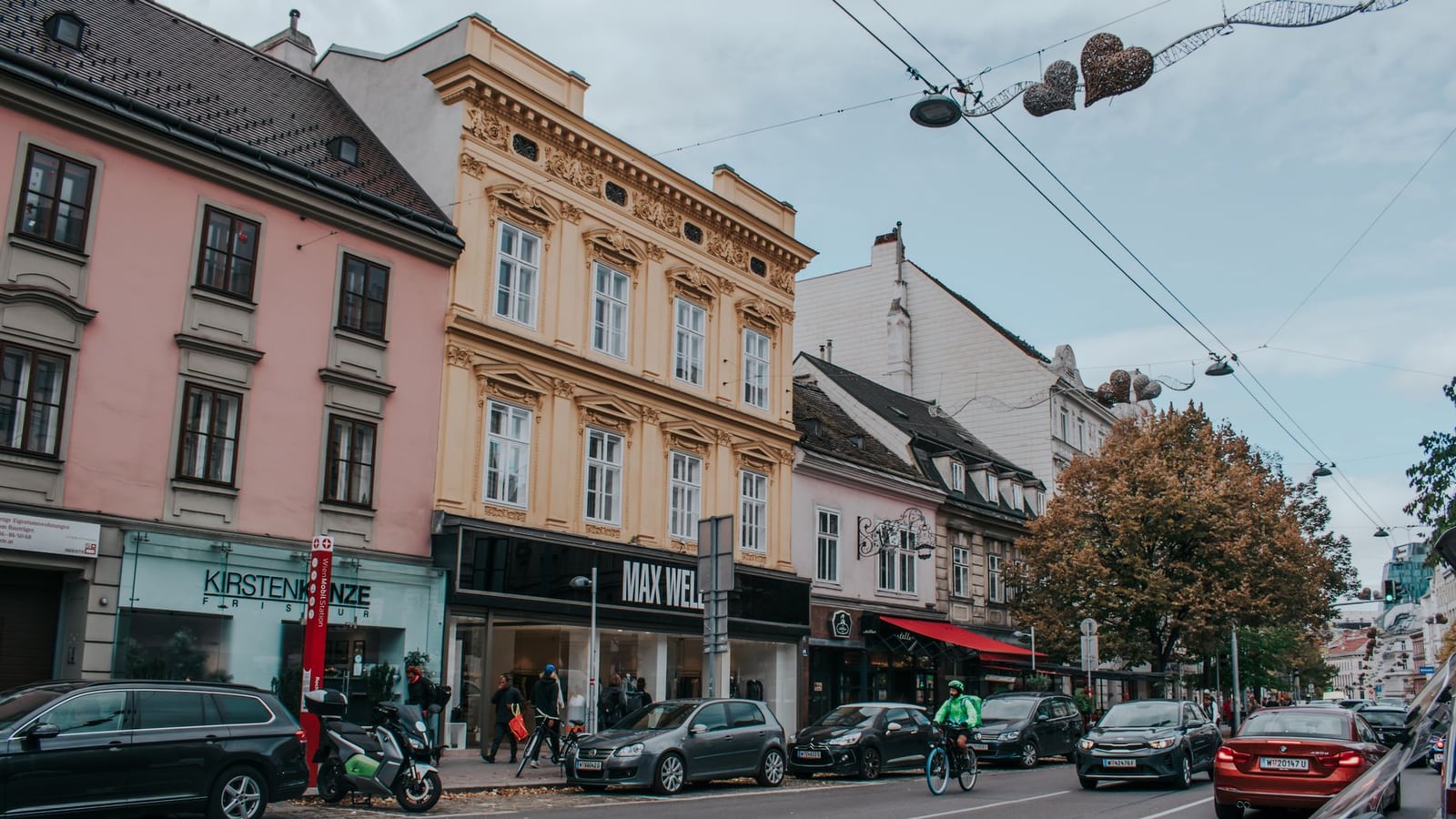 An atmospheric street in the Neubau district of Vienna.